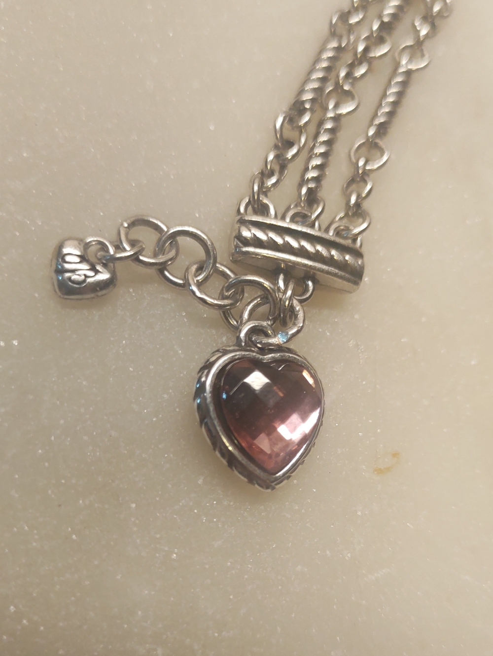 Brighton Crystal Heart Charm Newport Bracelet Light Rose Pink And Silver - Picture 4 of 11